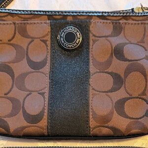 Coach Brown and Black Signature Wristlet